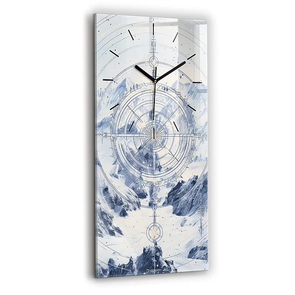 Ceas de sticlă pe perete vertical Desene albastre