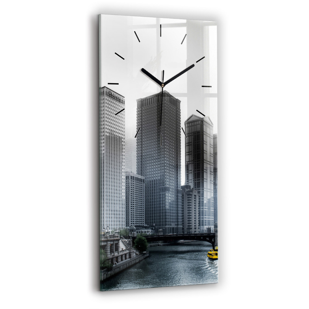 Ceas din sticlă dreptunghiular vertical Panorama orasului