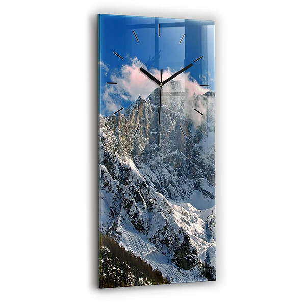 Ceas de sticlă pe perete vertical Munții sub cerul albastru