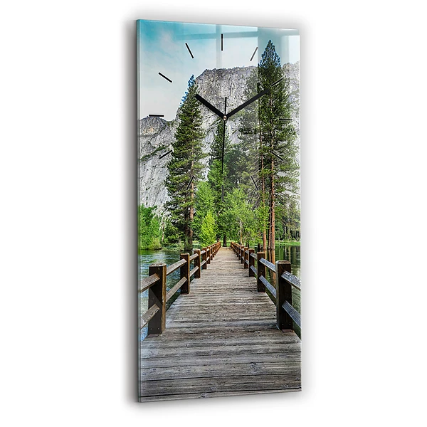Ceas de sticlă pe perete vertical Pod de lemn Yosemite