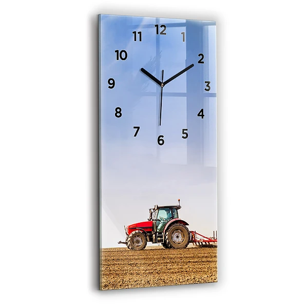 Ceas de sticlă pe perete vertical Fermier într-un tractor