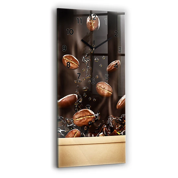 Ceas vertical de perete din sticlă Cafea fierbinte
