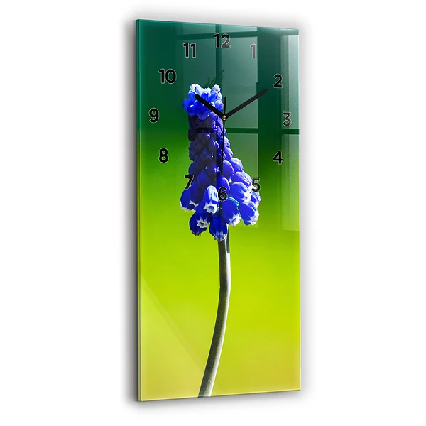 Ceas din sticlă dreptunghiular vertical Flori albastre