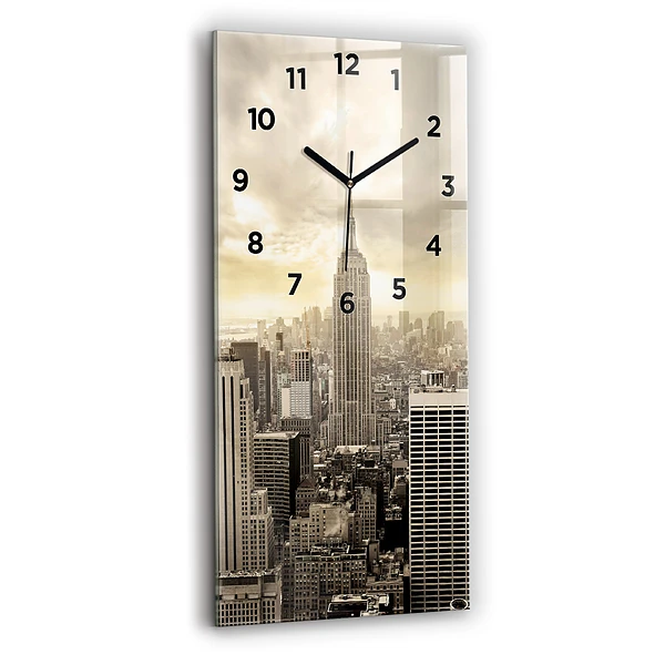 Ceas de sticlă pe perete vertical Turnuri din New York