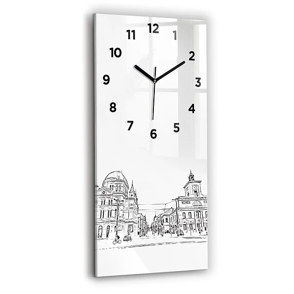 Ceas de sticlă pe perete vertical Ilustrația orașului Poznań