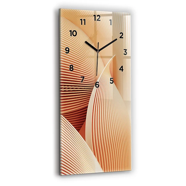 Ceas vertical de perete din sticlă Model de val abstract