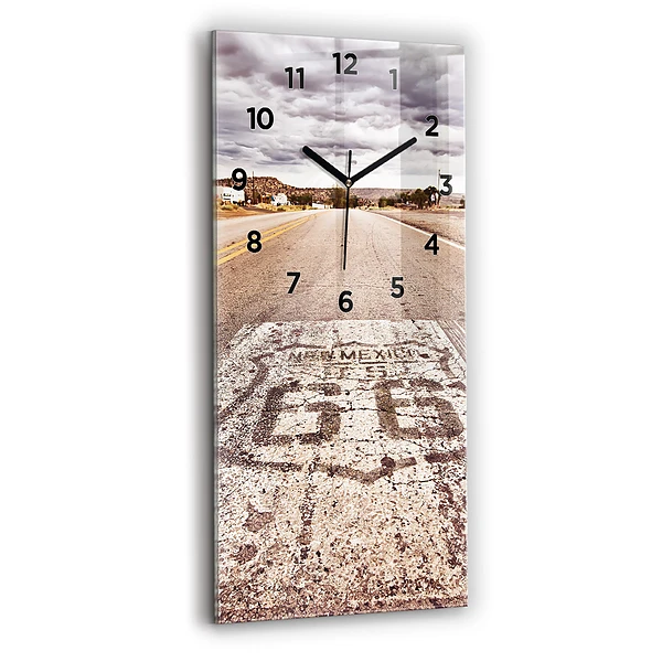 Ceas din sticlă dreptunghiular vertical Route 66 SUA