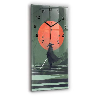Ceas de sticlă pe perete vertical Samurai în pădure