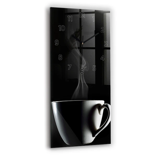 Ceas vertical de perete din sticlă ceașcă de cafea