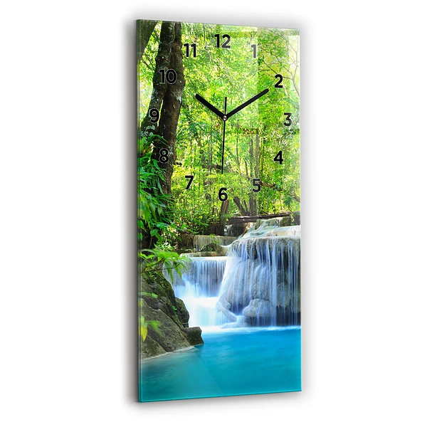 Ceas din sticlă dreptunghiular vertical Cascada în pădure