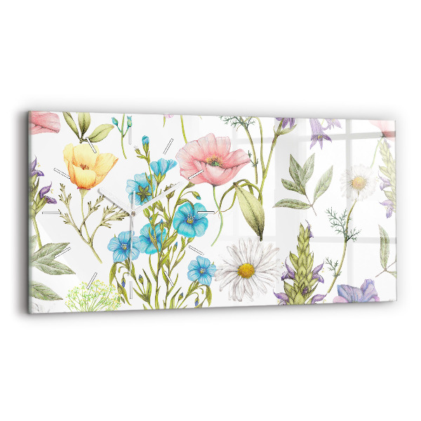 Ceas de sticlă pe perete orizontale Aranjament floral