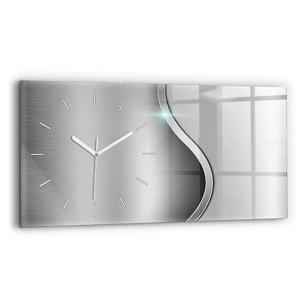 Ceas din sticlă orizontale Abstracția metalului gri