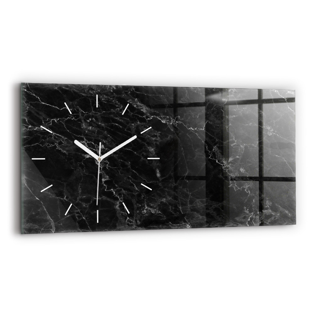 Ceas din sticlă orizontale Marmură închisă