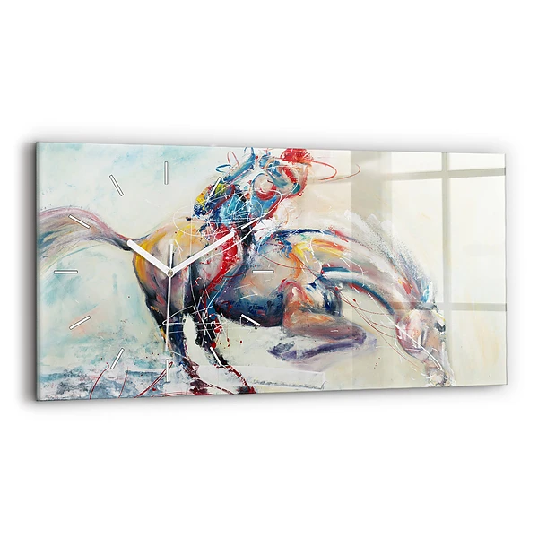 Ceas din sticlă orizontale Ilustrație a cailor în galop