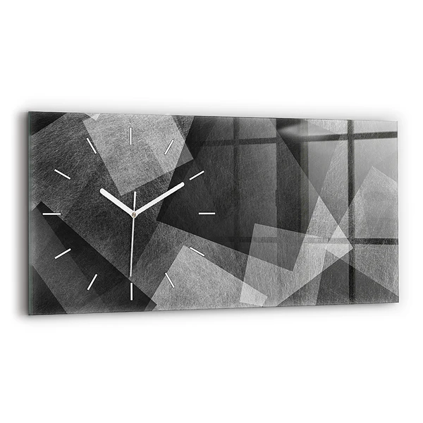Ceas orizontale de perete din sticlă Abstracția geometrică