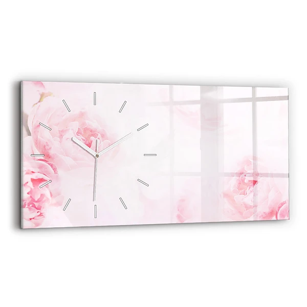 Ceas orizontale de perete din sticlă Flori ce înfloresc