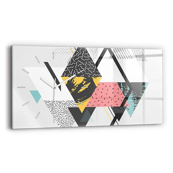 Ceas perete din sticlă orizontale Model geometric