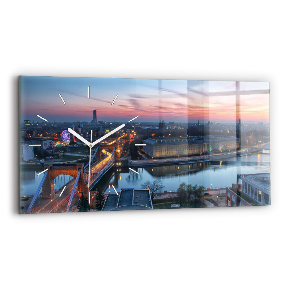 Ceas perete din sticlă orizontale Wrocław dintr-o dronă