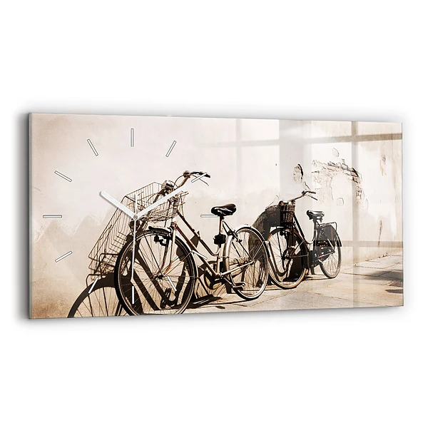 Ceas de sticlă pe perete orizontale bicicleta italiană