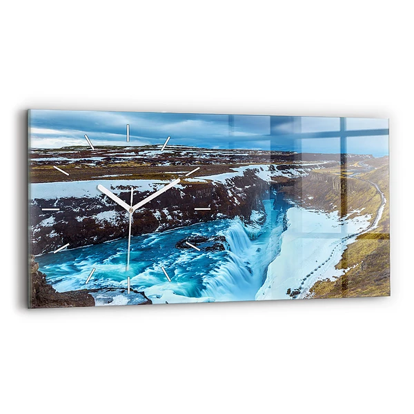 Ceas perete din sticlă orizontale Cascada Gullfoss din Islanda