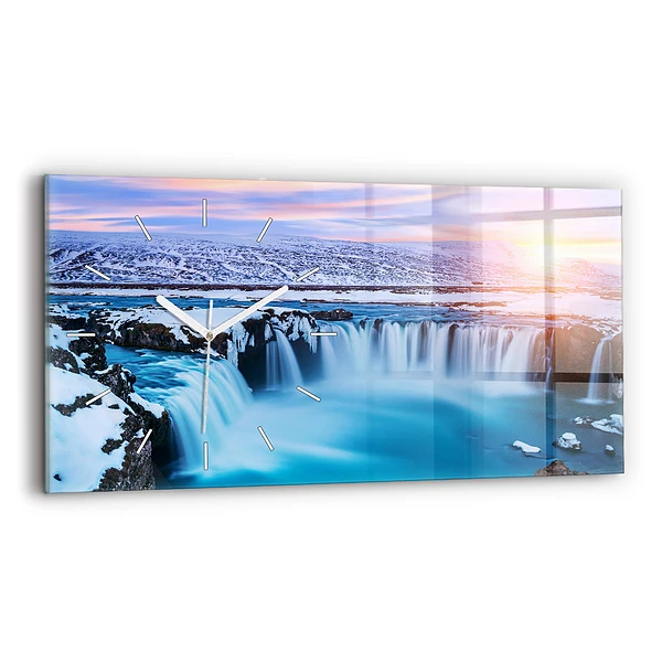 Ceas perete din sticlă orizontale Cascada Godafoss Islanda