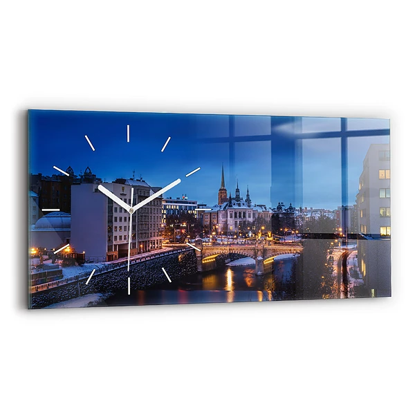 Ceas din sticlă orizontale Panorama orasului Plzen