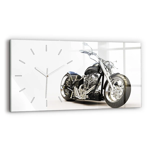 Ceas din sticlă orizontale Motocicletă neagră