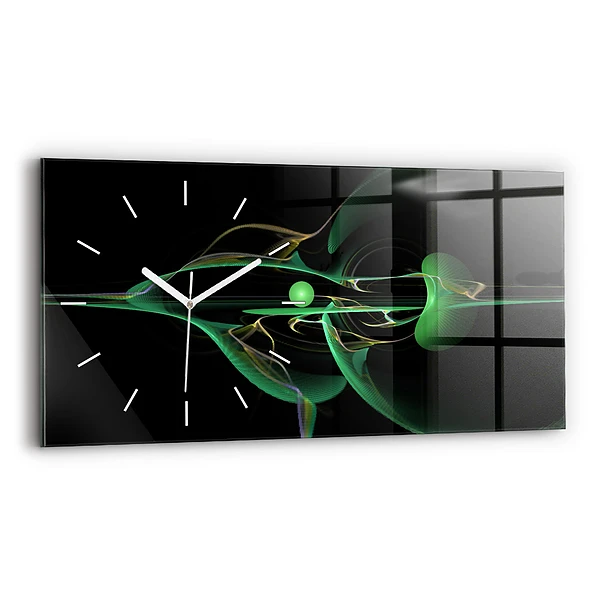 Ceas din sticlă orizontale Abstracția verde