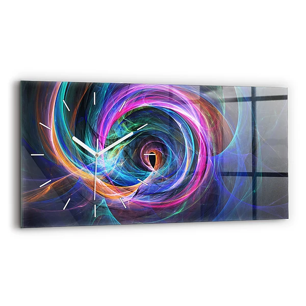 Ceas de sticlă pe perete orizontale Fractal colorat