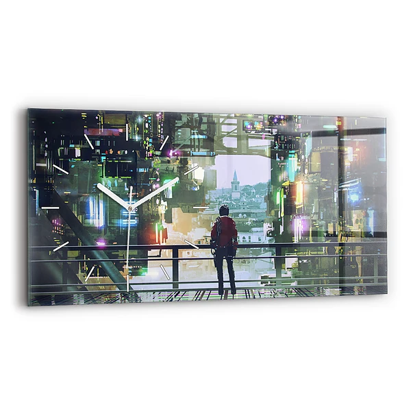 Ceas din sticlă orizontale Cyberpunk
