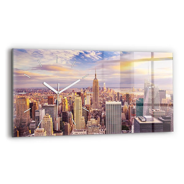 Ceas din sticlă orizontale Apus de soare New York