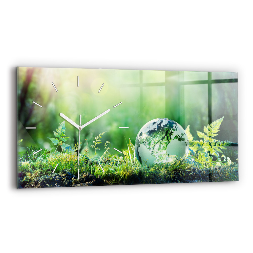 Ceas perete din sticlă orizontale Glob