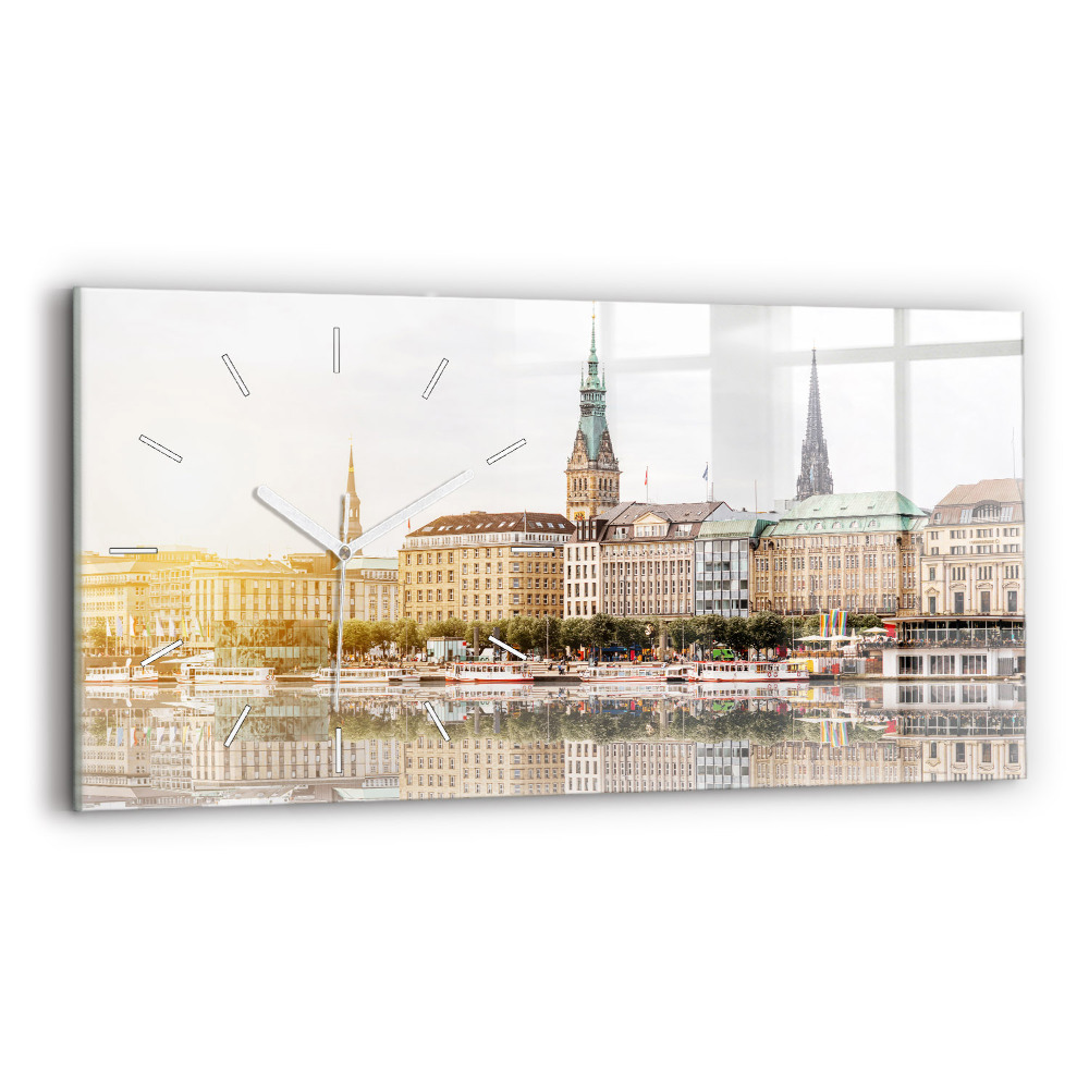 Ceas de sticlă pe perete orizontale Râul Hamburg Germania