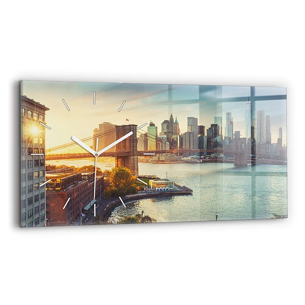 Ceas de sticlă pe perete orizontale New York Manhattan