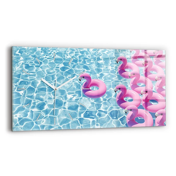 Ceas de sticlă pe perete orizontale Păpădie flamingo