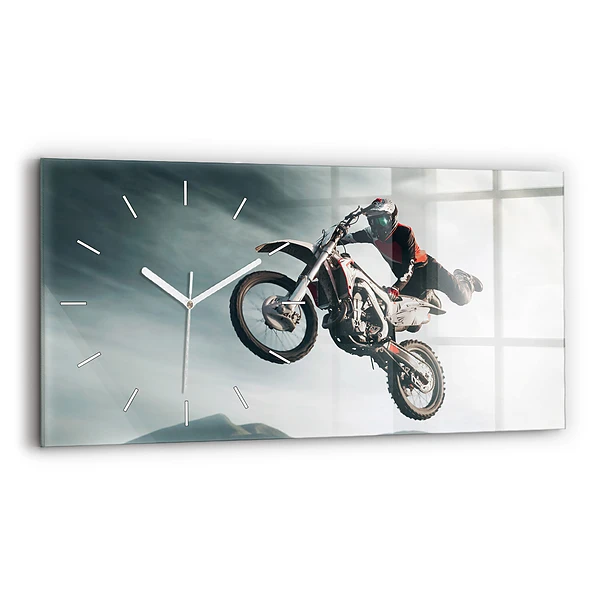 Ceas de sticlă pe perete orizontale Stilul motor Adrenalina