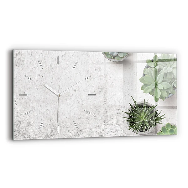 Ceas de sticlă pe perete orizontale Plante decorative