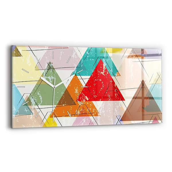 Ceas din sticlă orizontale Model geometric triunghiuri