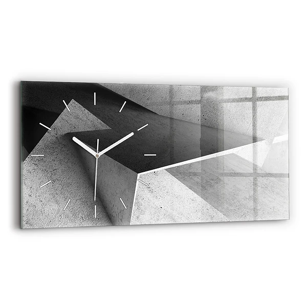 Ceas de sticlă pe perete orizontale Triunghiuri abstracte