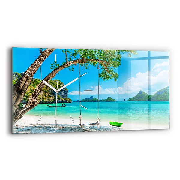 Ceas perete din sticlă orizontale Insula însorită a Thailandei