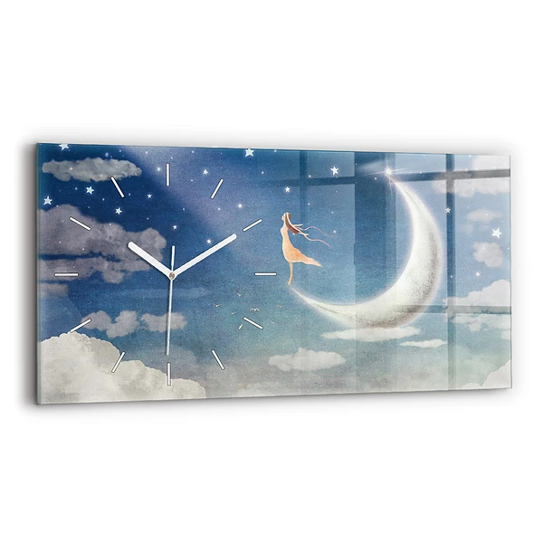 Ceas de sticlă pe perete orizontale Fata pe luna