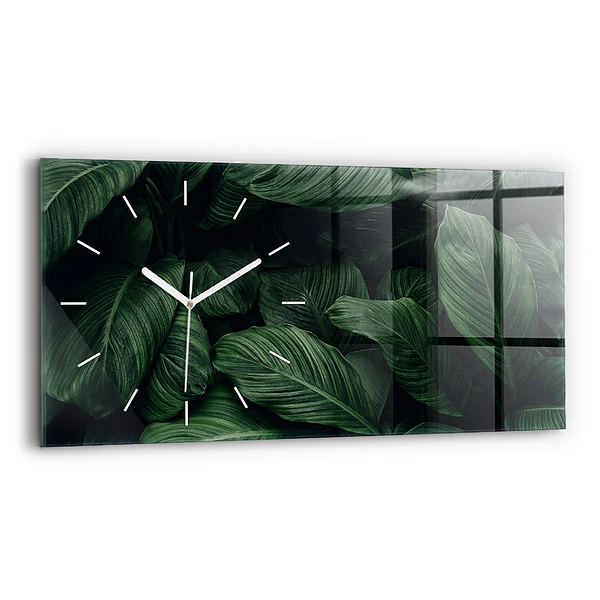 Ceas perete din sticlă orizontale Monstera tropicală