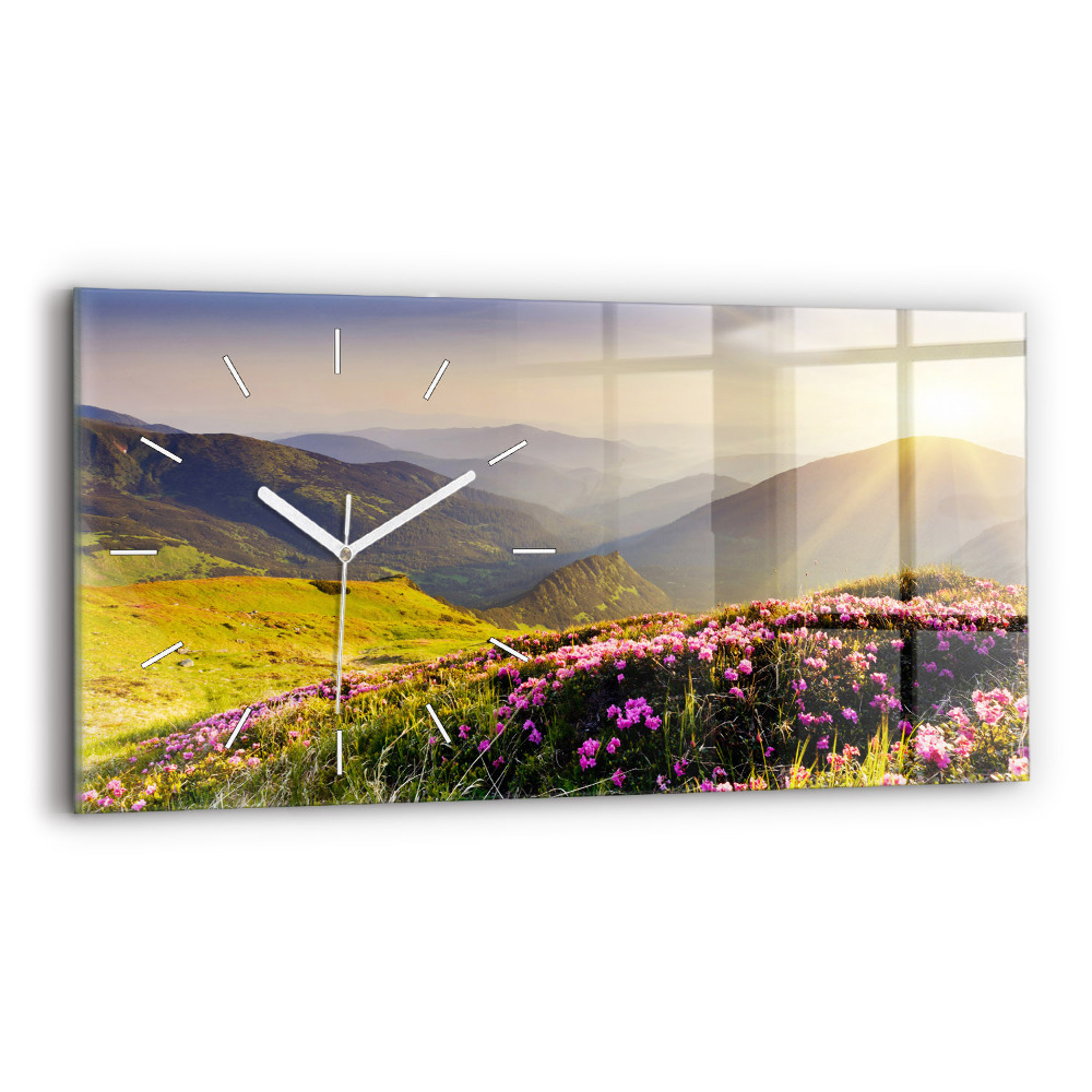 Ceas perete din sticlă orizontale Peisaj montan