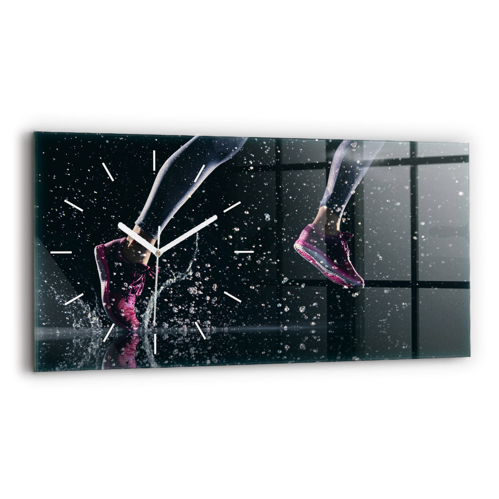 Ceas perete din sticlă orizontale Stil de viață sănătos și alergare