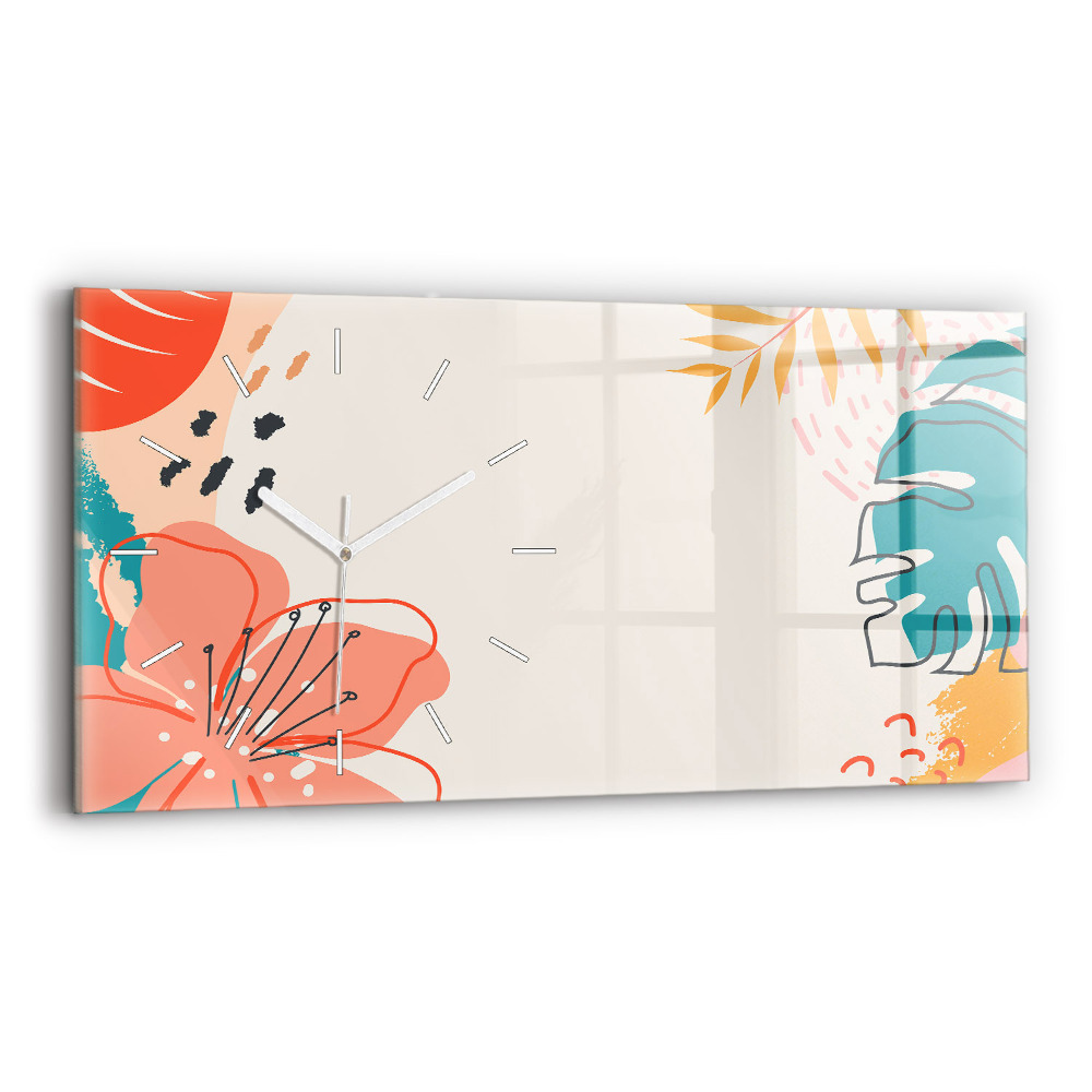 Ceas perete din sticlă orizontale Plante hawaiene