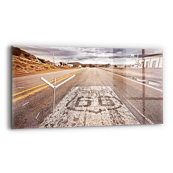 Ceas perete din sticlă orizontale Route 66 SUA