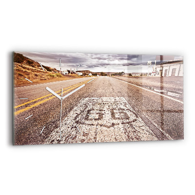 Ceas perete din sticlă orizontale Route 66 SUA