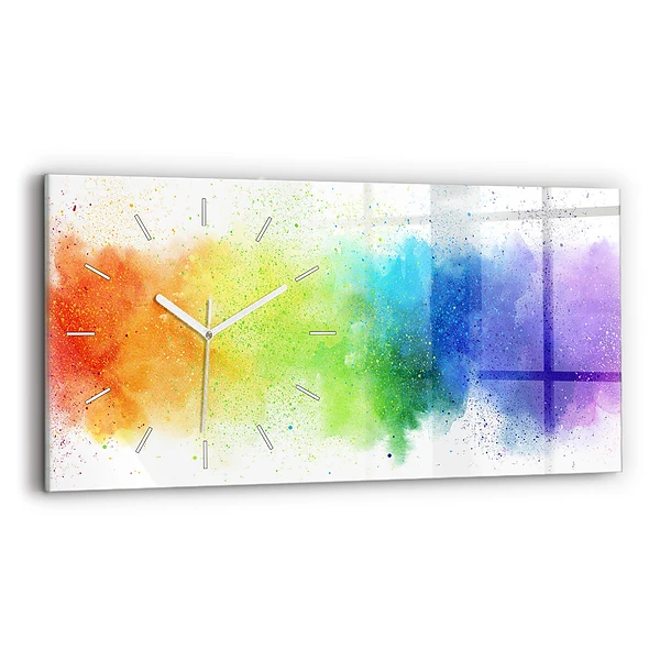 Ceas din sticlă orizontale Curcubeu abstract