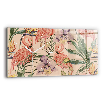 Ceas din sticlă orizontale Frunze de palmier tropical