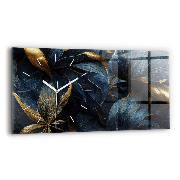 Ceas perete din sticlă orizontale Flori decorative